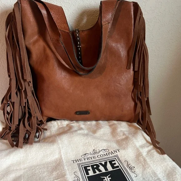 Frye Tan Leather Fringe Shoulder Bag